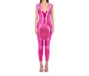 Bethelhelena Wanderlust Bare Jumpsuit And Mini Skirt Pair In Holographic Fuchsia In Multi