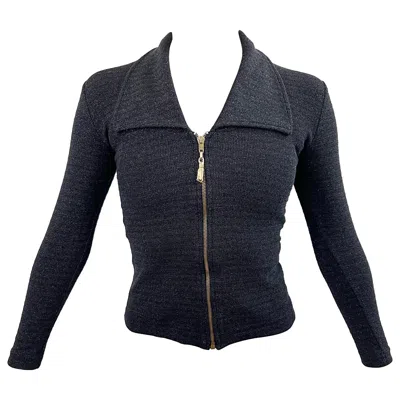 Pre-owned Betsey Johnson 1990s  Luxe Black Metallic Vintage 90s Sweater Cardigan Top