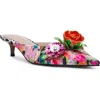 Betsey Johnson Abigayle Kitten Heel Satin Mule In Multi Floral