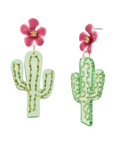 Betsey Johnson Acetate Cactus Drop Earrings In Multi