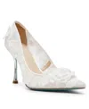 Betsey Johnson Aimey Floral Applique Mesh Kitten Heel Pumps In Ivory