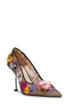 Betsey Johnson Women's Aimey Floral Applique Mesh Pumps In Black Floral
