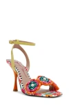 Betsey Johnson Ainsleyy Ankle Strap Sandal In Neon/white Multi