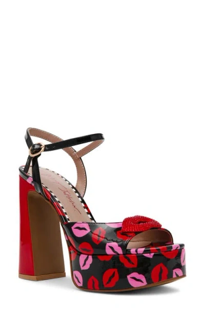 Betsey Johnson Allyson Ankle Strap Platform Sandal In Red