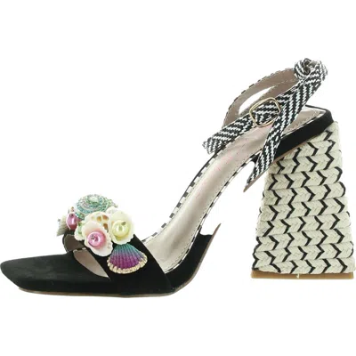 Betsey Johnson Anckor Womens Embellished Faux Suede Ankle Strap In Multi