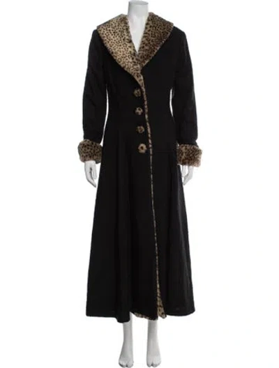 Pre-owned Betsey Johnson Animal Print Coat In Black