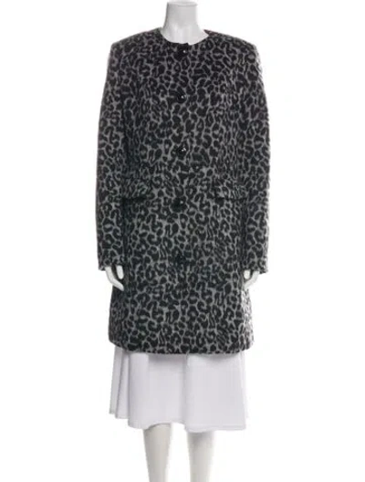 Pre-owned Betsey Johnson Animal Print Faux Fur Coat In Green