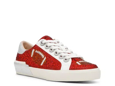 Betsey Johnson Archy Crystal Embellished Football Sneaker In White