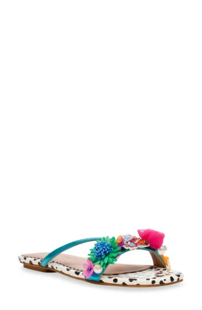 Betsey Johnson Avin Slide Sandal In Teal