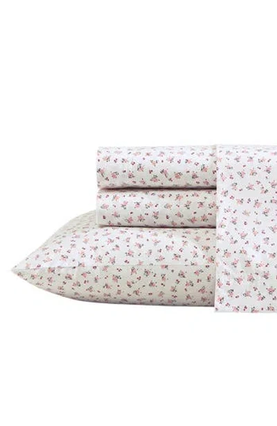Betsey Johnson Baby Buds 200 Thread Count Cotton Percale Sheet Set In Dark Pink