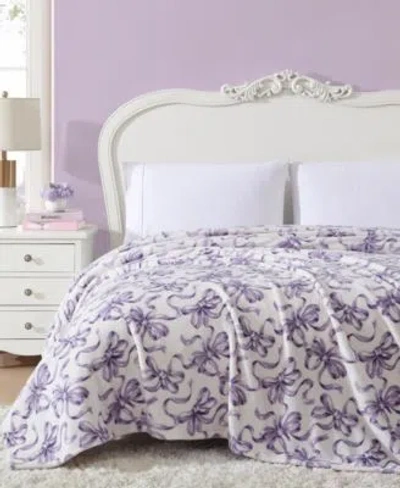 Betsey Johnson Ballet Bows Ultra Soft Plush Fleece Blanket In Quartz Purple