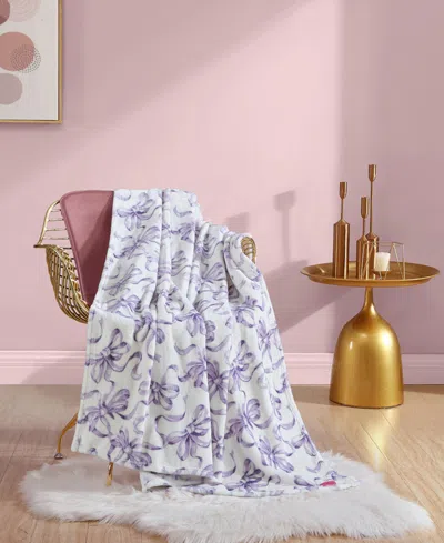Betsey Johnson Ballet Bows Ultra Soft Plush Fleece Throw, 70" X 50" In Quartz Purple