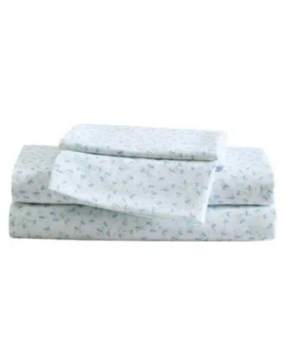 Betsey Johnson Ballet Floral Printed Microfiber Sheet Set In Blue