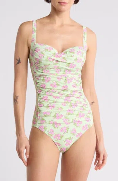 Betsey Johnson Bandeau One-piece Swimsuit In Ros