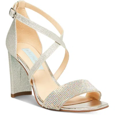 Betsey Johnson Bella Womens Glitter Dress Sandals In Silver