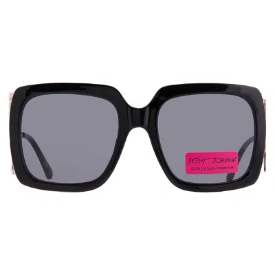 Betsey Johnson Betsy Johnson Smoke Square Ladies Sunglasses 10260844.lts Blksmk In Green