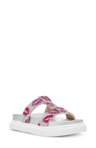 Betsey Johnson Billy Metallic Flatform Slide Sandal In Multi