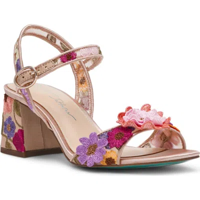 Betsey Johnson Blare Ankle Strap Pump In Beige Multi
