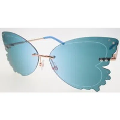 Betsey Johnson Blue Butterfly Ladies Sunglasses 10266354.cgr Gldblu In Gold