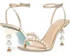 Betsey Johnson Blue By  Jacy Sandals Women's Us 10 Gold Pearl Ankle Strap Khd1105 In Gold