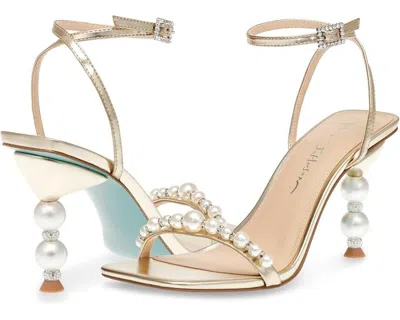 Betsey Johnson Blue By  Jacy Sandals Women's Us 10 Gold Pearl Ankle Strap Khd1105