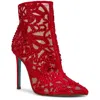 Betsey Johnson Bolt Womens Sheer Pointed Toe Booties In Red