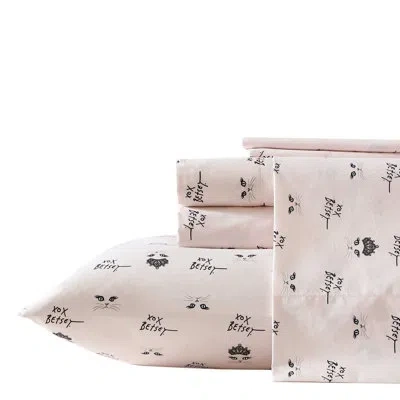 Betsey Johnson Bonus Sheet Set In Xox Bling Kitty Pink
