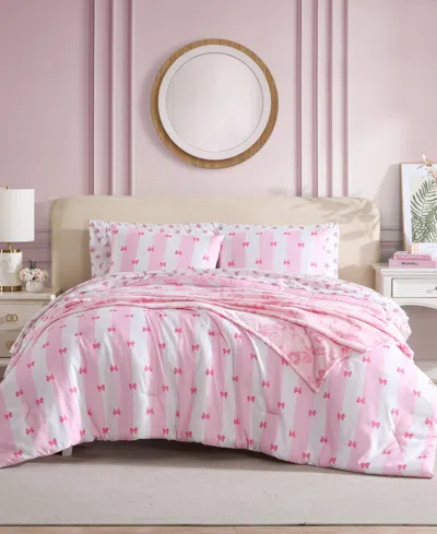 BETSEY JOHNSON BOW STRIPE REVERSIBLE 8-PC. COMFORTER SET, QUEEN