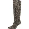 Betsey Johnson Brea Womens Rhinestone Animal Print Knee-high Boots In Multi