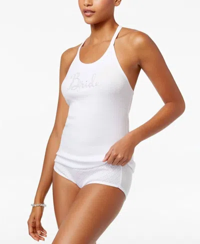 Betsey Johnson Bridal Lace T Back Pajama Tank Top In White