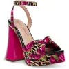 Betsey Johnson Brylie Womens Satin Floral Print Platform Sandals In Pink