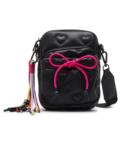 Betsey Johnson Bungee Jump Reporter Crossbody Bag In Black