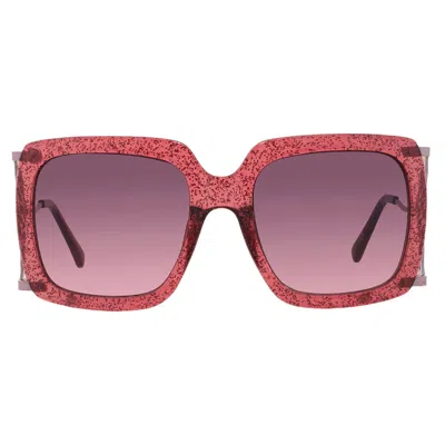 Betsey Johnson Burgundy Gradient Square Ladies Sunglasses 10262558.cgr Brybrg In Red