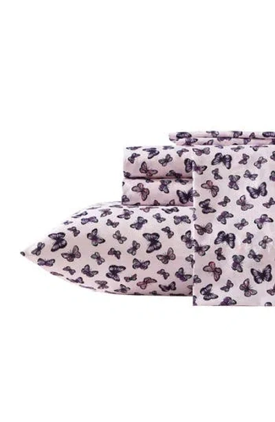 Betsey Johnson Butterfly Delight Microfiber Sheet Set In Pink