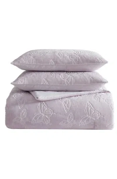 Betsey Johnson Butterfly Embossed Comforter & Sham Set In Purple