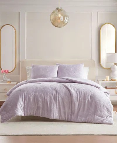 Betsey Johnson Butterfly Embossed Plush Comforter Set, Twin In Purple