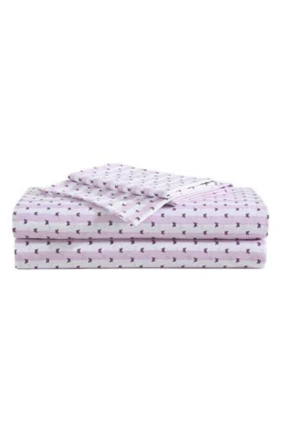 Betsey Johnson Butterfly Stripe Sheet Set In Purple