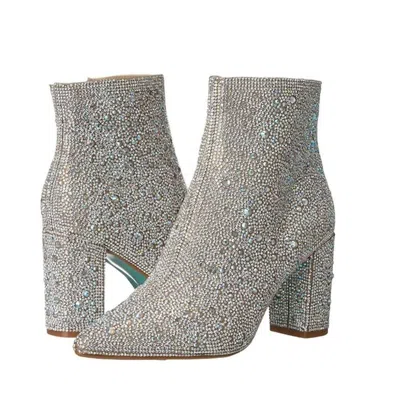 Betsey Johnson Cady Ankle Boot In Rhinestones In Silver