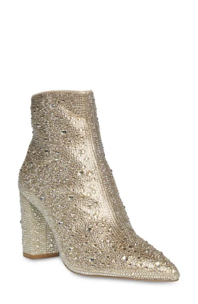 Betsey Johnson Cady Crystal Pavé Bootie In Light Gold