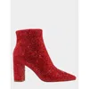 Betsey Johnson Cady Womens Embellished Block Heel Ankle Boots In Red