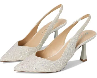 Betsey Johnson Clark Pump Women's Ivory Rhinestone Slingback Spool Heel Khd2639 (ivory,8.5)