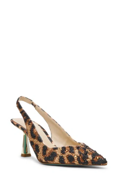 Betsey Johnson Clark Slingback Pointed Toe Pump In Animal Print