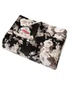 Betsey Johnson Classic Floral Ultra Soft Plush Fleece Blanket, Full/queen In Black,tan