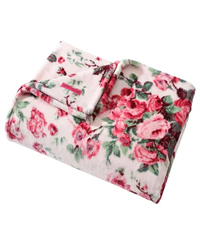 Betsey Johnson Classic Floral Ultra Soft Plush Fleece Blanket, King In Light Pink,pink