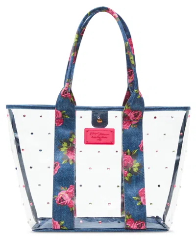 Betsey Johnson Clear Denim Tote In Blue