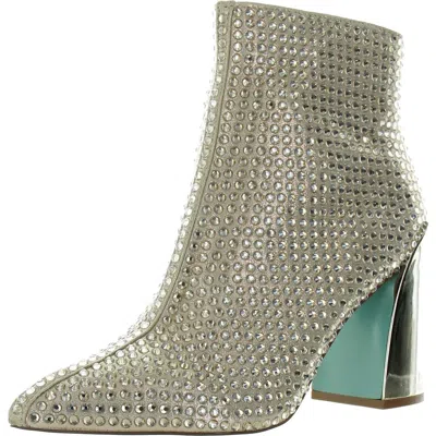 Betsey Johnson Colbey Womens Embellished Textured Booties In Gold