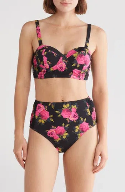 Betsey Johnson Corset Two-piece Swimsuit In Pink Power