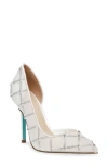 Betsey Johnson Sb-cruze Ivory Mesh Rhinestone Pearl Pointed-toe D'orsay Pumps In Ivory