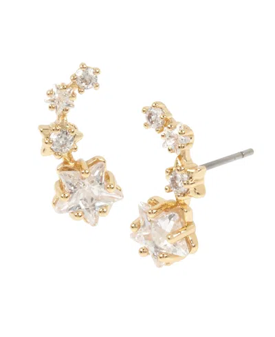 Betsey Johnson Cubic Zirconia Shooting Star Crawlers Earrings In Crystal,gold