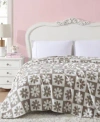 Betsey Johnson Daisy Check Ultra Soft Plush Fleece Blanket In White,mocha Beige
